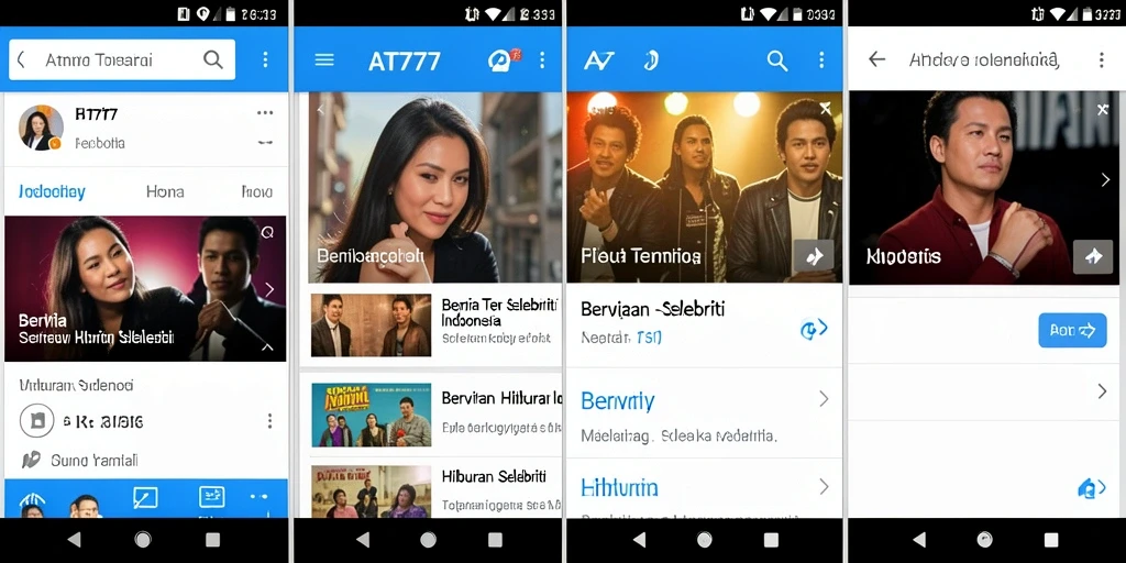 Antarmuka AT777 menampilkan berita selebriti terbaru dengan jelas dan menarik.