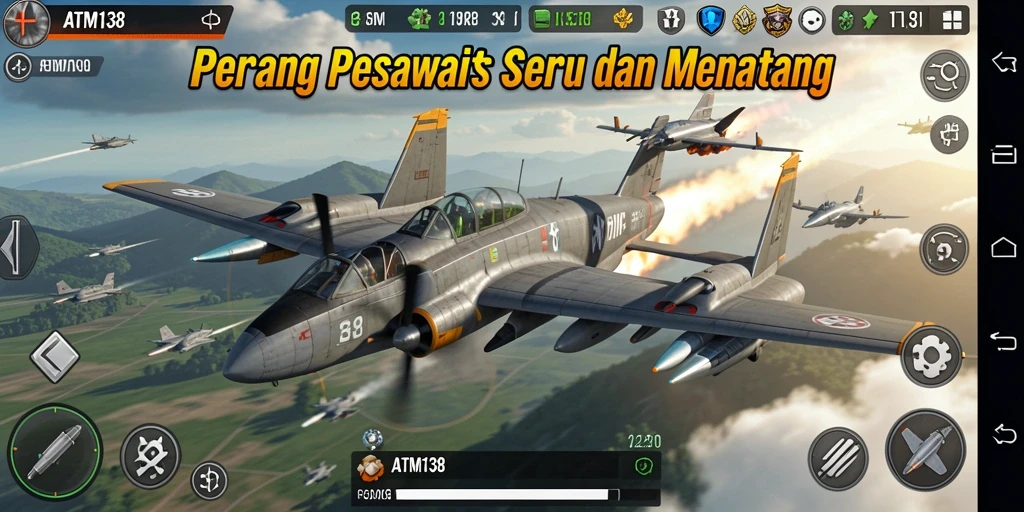 Antarmuka permainan Perang Pesawat ATM138 yang menarik dan intuitif.