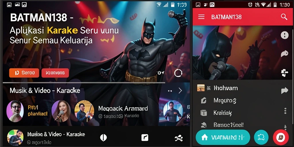 Antarmuka aplikasi BATMAN138 yang menarik dan fitur Karaoke yang lengkap.