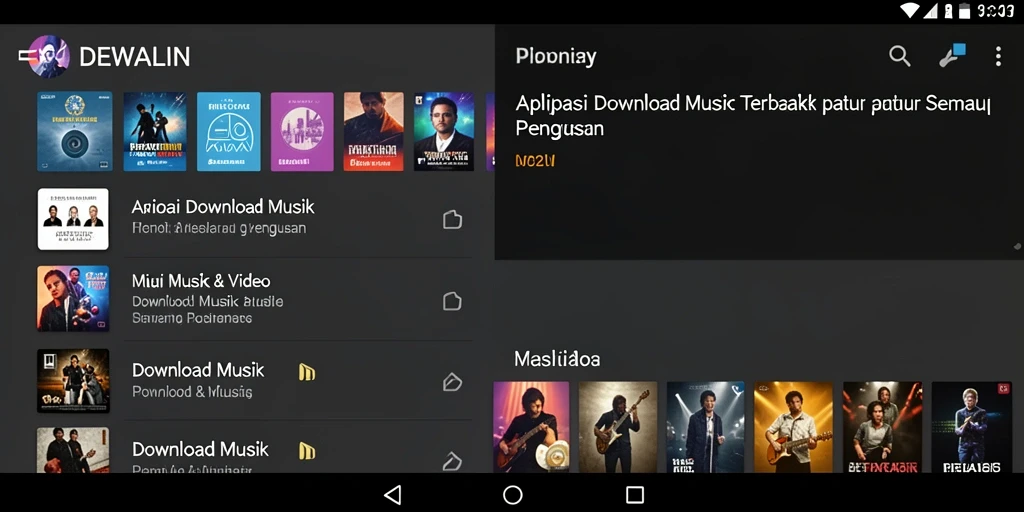 Tampilan antarmuka DEWALIN yang intuitif untuk Download Musik.