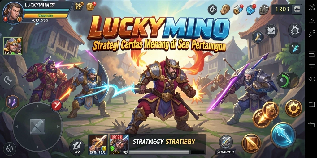 Antarmuka permainan <strong>LUCKYMINO</strong> yang penuh warna dan dinamis.