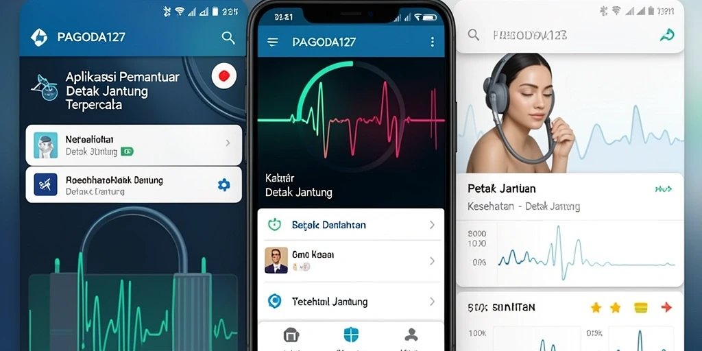 Tampilan antarmuka utama PAGODA127 yang menampilkan pemantauan detak jantung.