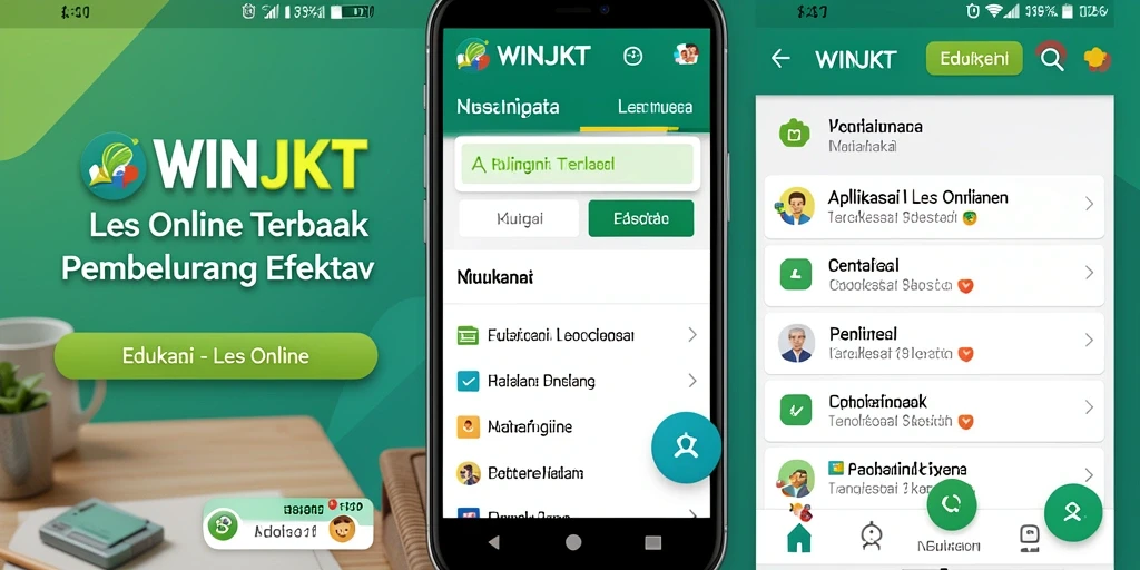 Antarmuka aplikasi WINJKT yang modern untuk Les Online.